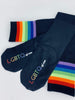 LGBTQ AF Black Neon Rainbow Tube Socks