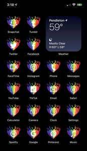 LGBTQ AF Raining Hearts iPhone Aesthetics Pack (20 Icons)