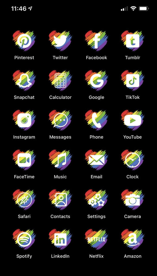 LGBTQ AF Sketchy Hearts iPhone Aesthetics Pack (24 Icons)